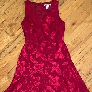 Red Floral Fitted Dress